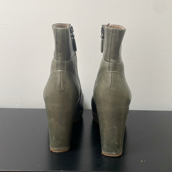 Ecco shoes platform leather boots dark green olive chunky heel booties sz 8.5 - Picture 5 of 13